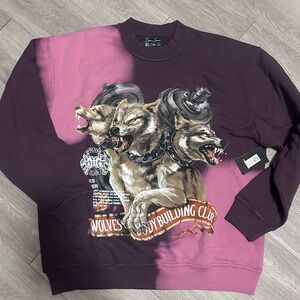Vintage Wolves Bodybuilding Club Crewneck Sweater - Purple/Pink